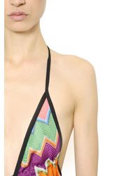 Missoni | Multicolor Halter Neck Zigzag Viscose Knit Jumpsuit | Lyst