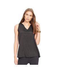 Ralph Lauren | Black Crepe Sleeveless Top | Lyst