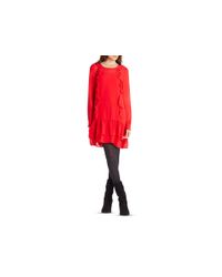 BCBGeneration | Red Ruffle Trim Drop Waist Dress | Lyst