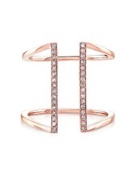 Anne Sisteron | Pink 14kt Rose Gold Diamond Straight Double Bar Ring | Lyst