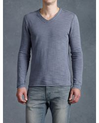 John Varvatos | Blue Long Sleeve V-Neck Sweater for Men | Lyst
