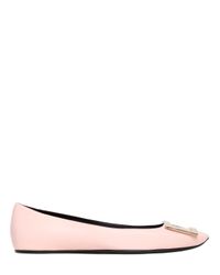 Roger Vivier | Pink 10mm Trompette Leather Ballerina Flats | Lyst