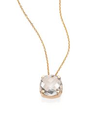 KALAN by Suzanne Kalan | White Topaz & 14k Yellow Gold Cushion Pendant Necklace | Lyst