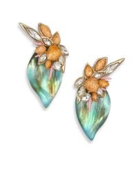 Alexis Bittar | Green Desert Jasmine Lucite, Jasper & Crystal Floral Punk Clip-On Earrings | Lyst