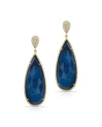Anne Sisteron - Blue 14kt Yellow Gold Dark Azul Diamond Earrings - Lyst