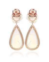 Nina Runsdorf | 18k Pink Gold and White Opal Flower Earrings | Lyst