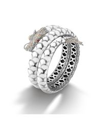 John Hardy | White Double Coil Bracelet With Winter Color Way Enamel | Lyst