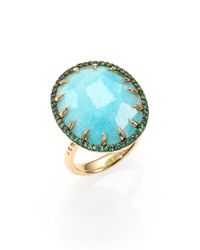 Phillips House | Metallic Lenox Amazonite, Tsavorite & 14k Yellow Gold Round Signature Ring | Lyst