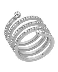 Michael Kors | Silver Pave Spiral Ring | Lyst
