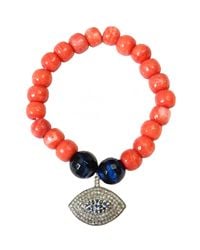 CB Bronfman | Orange Coral Diamond Bracelet | Lyst