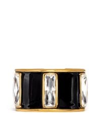 Kenneth Jay Lane | Black Enamel And Crystal Cuff | Lyst