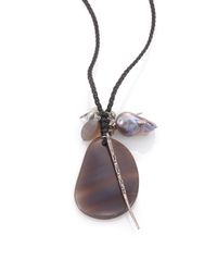 Chan Luu | Multicolor Light Grey Agate, 15mm-20mm Grey Baroque Pearl & Sterling Silver Long Braided Multi-charm Pendan | Lyst