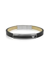 Emporio Armani - Gray Stainless Steel Signature Men's Bracelet for Men - Lyst