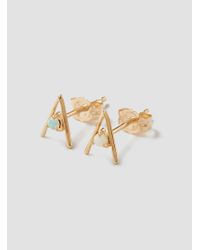 Wwake - Metallic Triangle Earrings With Opals 14k Gold - Lyst
