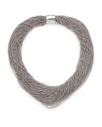Brunello Cucinelli | Metallic Silver Twist Collar Necklace | Lyst