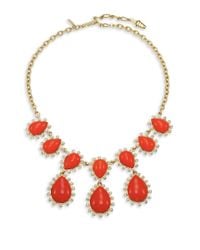 Kenneth Jay Lane | Orange Cabochon Teardrop Bib Necklace | Lyst