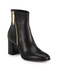 Burberry | Black Allen Leather Zip Booties | Lyst