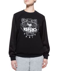 KENZO Black Crepe-sleeve Tiger Sweatshirt