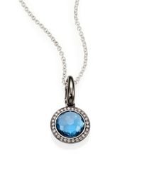 Ippolita | Metallic Blue Topaz, Diamond & Blackened Sterling Silver Birthstone Lollipop Charm | Lyst