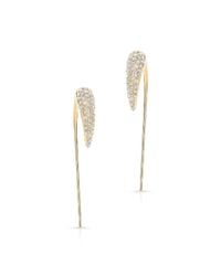 Anne Sisteron - 14kt Yellow Gold Diamond Horn Long Back Bar Earrings - Lyst