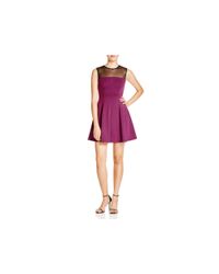Aqua | Purple Mesh Illusion Yoke Dress | Lyst