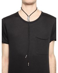 HTC Hollywood Trading Company | Black Woven Leather Necklace for Men | Lyst