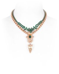 Mawi | Green Layered Crystal Deco Necklace | Lyst