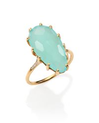 KALAN by Suzanne Kalan | Metallic Blue Chalcedony, Diamond & 14k Yellow Gold Pear Ring | Lyst