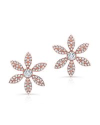 Anne Sisteron - Pink 14kt Rose Gold Diamond Edgy Daisy Flower Stud Earrings - Lyst