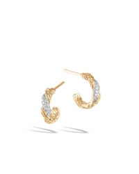 John Hardy | Metallic Classic Chain Flat Twisted Carved Chain Extra Small Hoop Earrings | Lyst