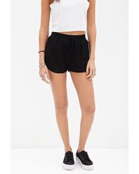 Forever 21 High-Waisted Mesh Dolphin Shorts in Black | Lyst