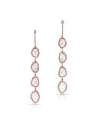 Anne Sisteron - Pink 14kt Rose Gold Quadruple Diamond Slice Earrings - Lyst