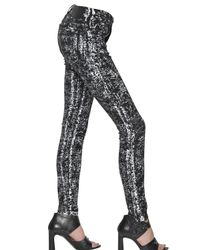Proenza Schouler | Black Marbled Stretch Cotton Denim Jeans | Lyst