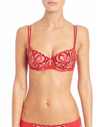 Simone Perele | Red Microfiber & Tulle Demi Bra | Lyst