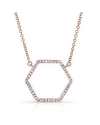 Anne Sisteron - Metallic 14kt Rose Gold Large Diamond Hexagon Necklace - Lyst