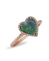 Anne Sisteron - Metallic 14kt Rose Gold Opal Diamond Heart Ring - Lyst