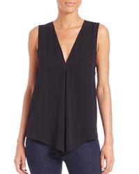 Theory | Black Meighlan Silk V-neck Blouse | Lyst
