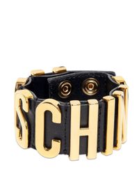 Moschino | Metallic Logo Letting Leather Bracelet | Lyst