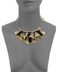 Marni | Metallic Horn, Resin & Wool Knit Flower Collar Necklace | Lyst