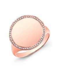 Anne Sisteron | Pink 14kt Rose Gold Diamond Solid Circle Ring | Lyst