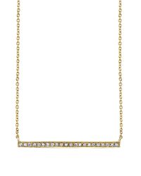 Sydney Evan | Metallic Long Micropave Bar Necklace | Lyst