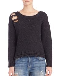 Wildfox | Black Dinner Party Distressed Crewneck Sweater | Lyst