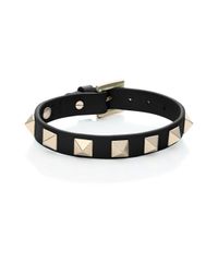 Valentino | Black Rockstud Small Leather Bracelet | Lyst