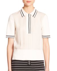 Rag & Bone | Natural Dana Striped Silk Polo Shirt | Lyst