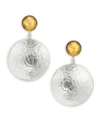 Gurhan | Metallic Hourglass 24k Yellow Gold & Sterling Silver Medium Double-drop Earrings | Lyst
