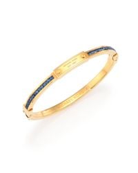 Michael Kors | Metallic Park Avenue Glam Jeweled Logo Plaque Bangle Bracelet/navy | Lyst