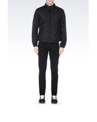 Armani Jeans | Black Blouson In Logo Patterned Technical Fabric for Men | Lyst