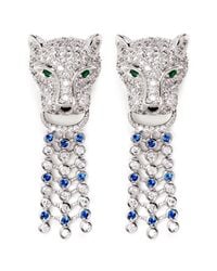 CZ by Kenneth Jay Lane | Metallic Cubic Zirconia Pavé Leopard Head Earrings | Lyst