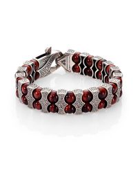Stephen Webster | Red Oxidized Silver & Bull's Eye Beaded Bracelet for Men | Lyst
