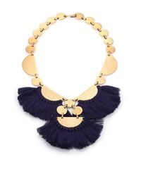 Tory Burch | Blue Fringe Disc Bib Necklace | Lyst